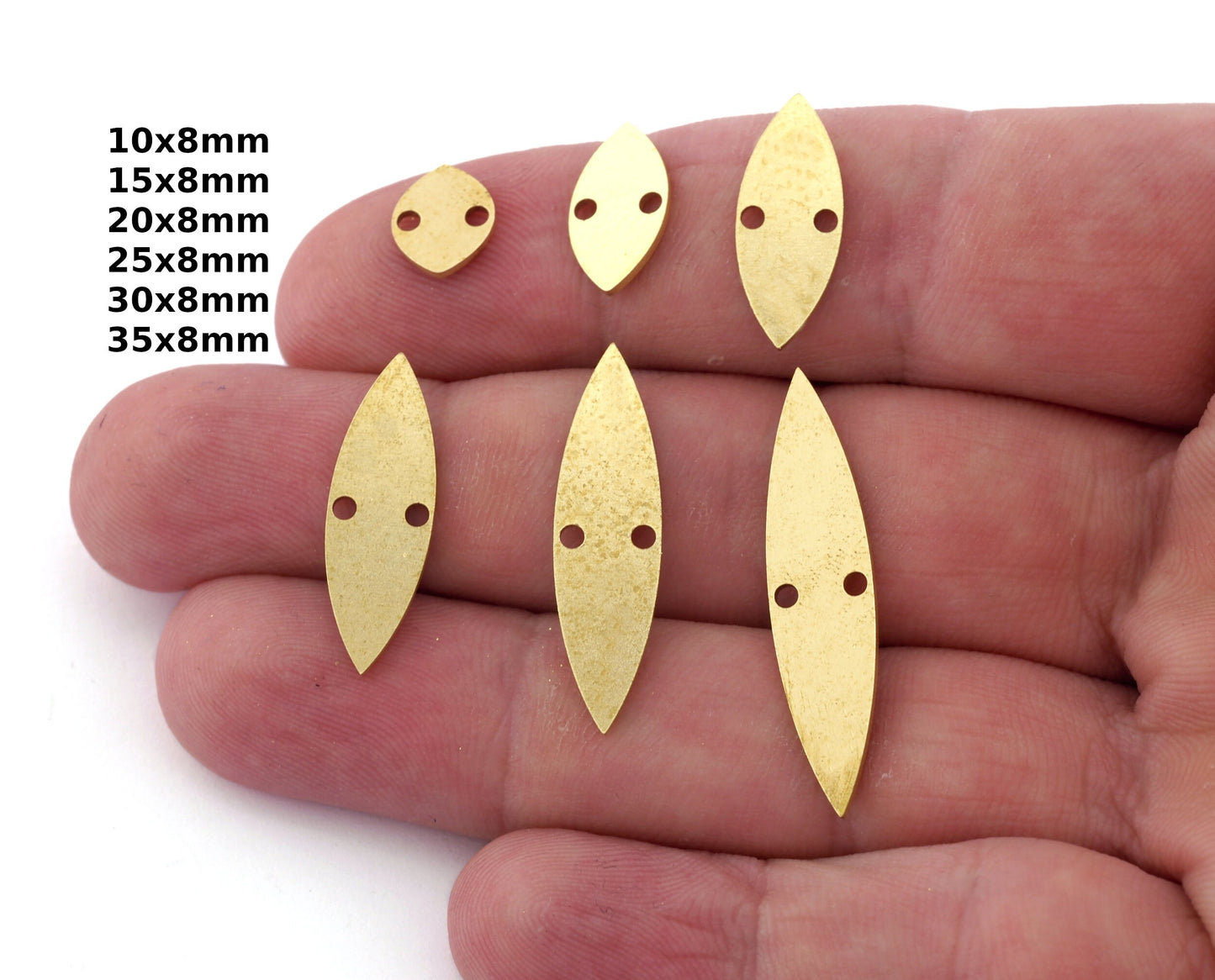 Marquise Shape Charms, Connector, Earring Charms, Raw brass 10x8, 15x8, 20x8, 25x8, 30x8, 35x8mm thickness 0.8mm 5519 R