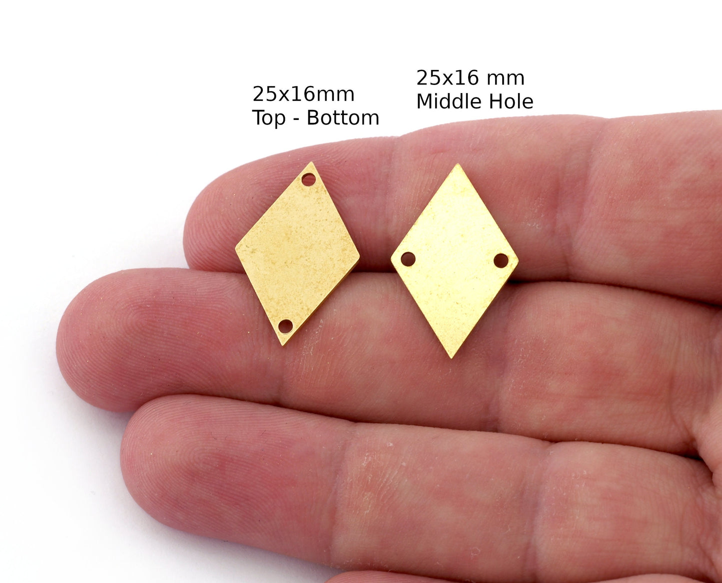 Rhombus Shape Charms, Connector, Earring Charms, Raw brass 25x16mm thickness 0.8mm 5530