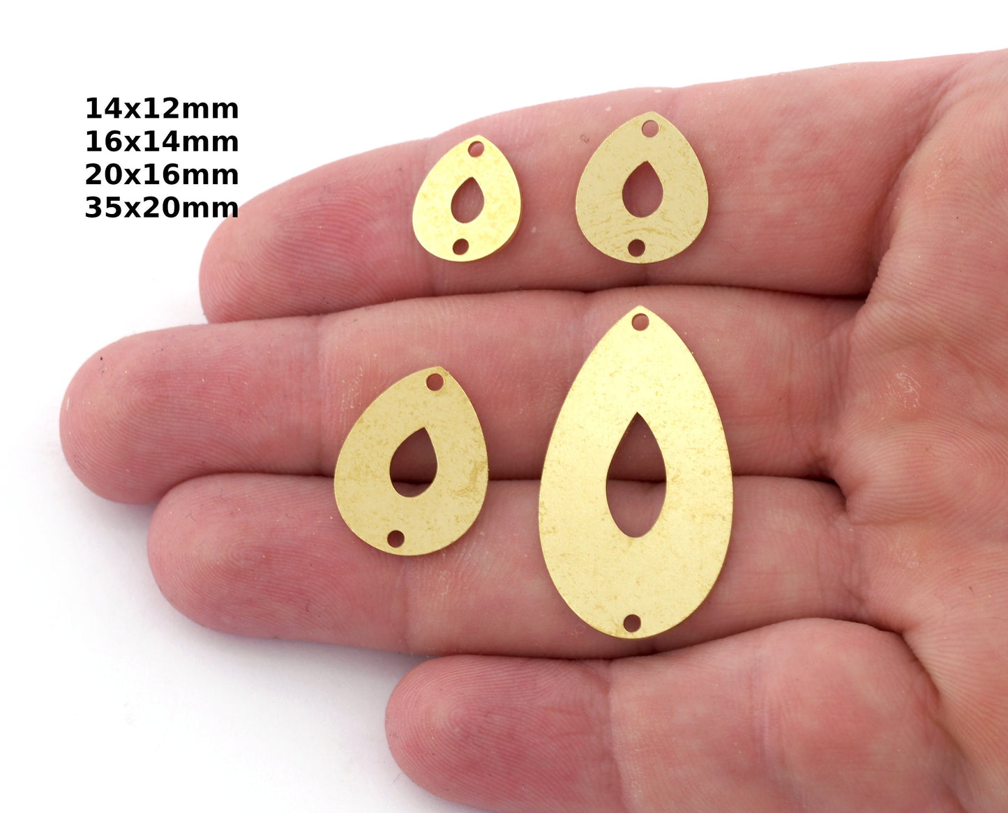 Drop Shape Charms, Connector, Earring Charms, Raw brass 14x12mm 16x14mm 20x16mm 35x20mm thickness 0.8mm 5532