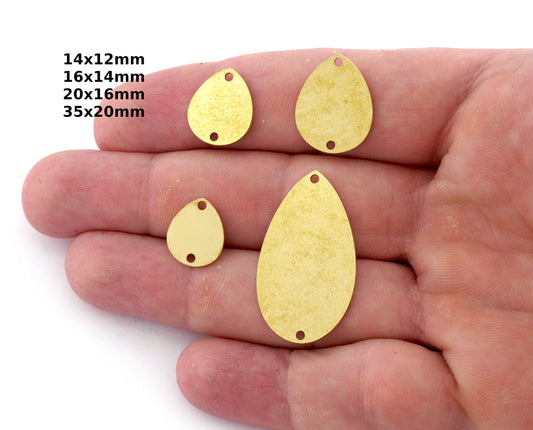 Drop Shape Charms, Connector, Earring Charms, Raw brass 14x12mm 16x14mm 20x16mm 35x20mm thickness 0.8mm 5533