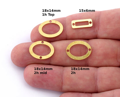 Oval, Rectangle, Charms, Connector, Earring Charms, Raw brass 18x14, 15x6, 14x12 mm thickness 0.8mm 5522