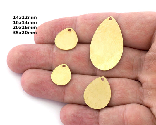 Drop Charms, Tag charms, Flat Engrave Blank, Raw Brass 1 hole 14x12mm 16x14mm 20x16mm 35x20mm 5525 R