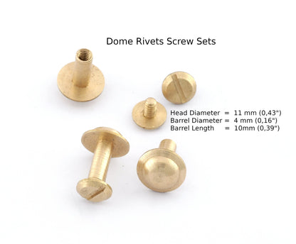 Screw rivets, 14x11mm raw brass studs, chicago screw / concho screw, 1/8" bolt CSC10 5535