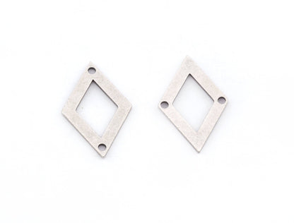 Rhombus Shape Charms, Connector, Earring Charms, Antique Silver plated brass 25x16mm thickness 0.8mm 5529 as