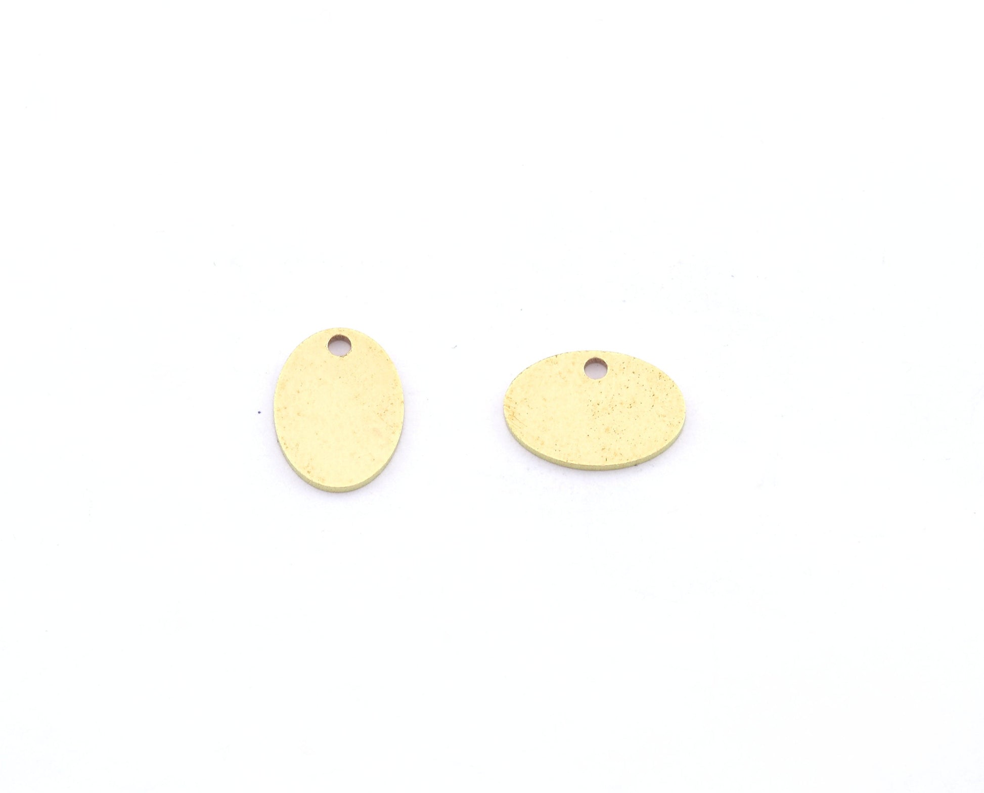 Oval stamping blank, tag connector charms, pendant Raw Brass 14x10mm 1 hole 5520