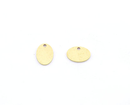 Oval stamping blank, tag connector charms, pendant Raw Brass 14x10mm 1 hole 5520