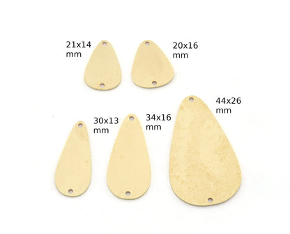 Drop Shape Charms, Connector, Spacer, Earring Charms, Raw brass 21x14, 20x16, 30x13, 34x16, 44x26mm thickness 0.8mm 5514 R