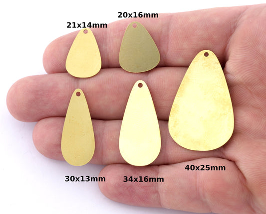 Drop Shape Charms, Earring Charms, Engraving Blank, Raw brass 21x14, 20x16, 30x13, 34x16 40x25mm thickness 0.8mm 5516 R