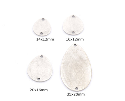 Drop Shape Charms, Connector, Earring Charms, Antique Silver plated brass 14x12mm 16x14mm 20x16mm 35x20mm thickness 0.8mm 5533 as