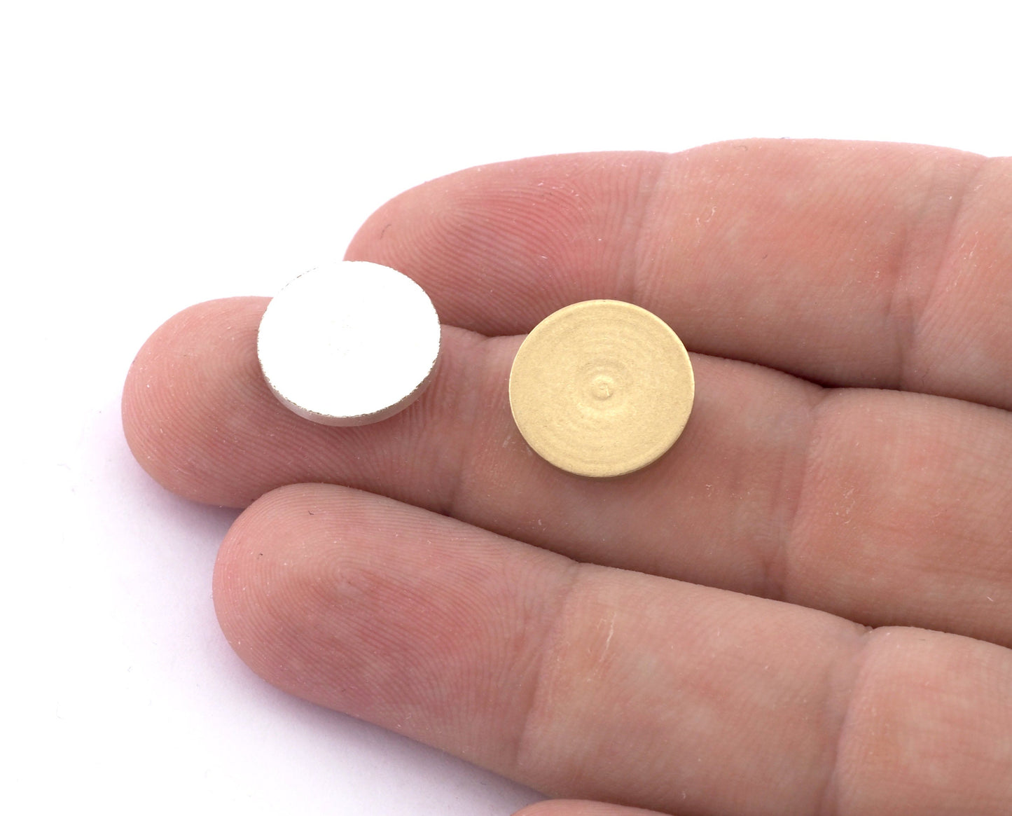 Dome Round Disc 15mm Stamping blank tag shape Raw Brass or Antique Silver Plated 5538