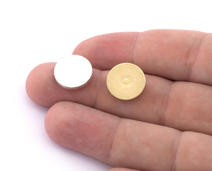 Dome Round Disc 15mm Stamping blank tag shape Raw Brass or Antique Silver Plated 5538