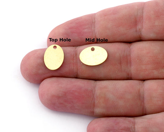 Oval stamping blank, tag connector charms, pendant Raw Brass 14x10mm 1 hole 5520
