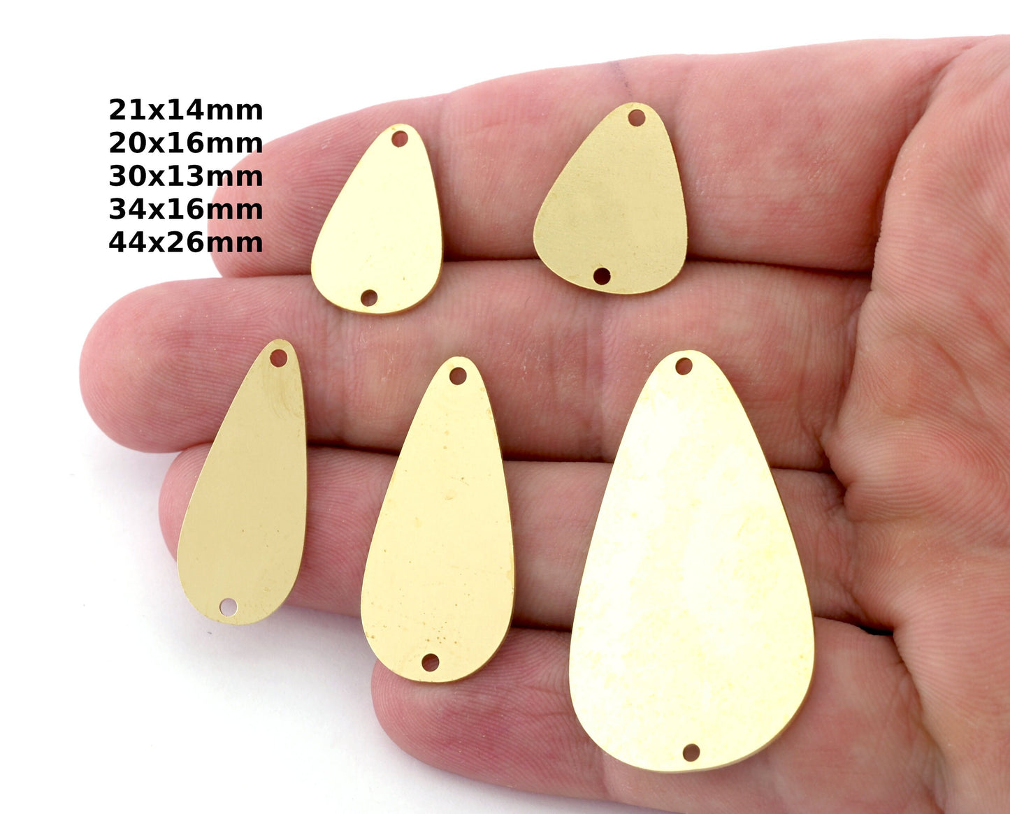 Drop Shape Charms, Connector, Spacer, Earring Charms, Raw brass 21x14, 20x16, 30x13, 34x16, 44x26mm thickness 0.8mm 5514 R