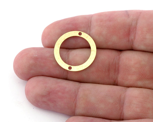 Circle Connector Spacer, Findings, Earring Findings, Raw Brass 22mm Circle tag two 2 hole (0,8mm),Findings 5520 R