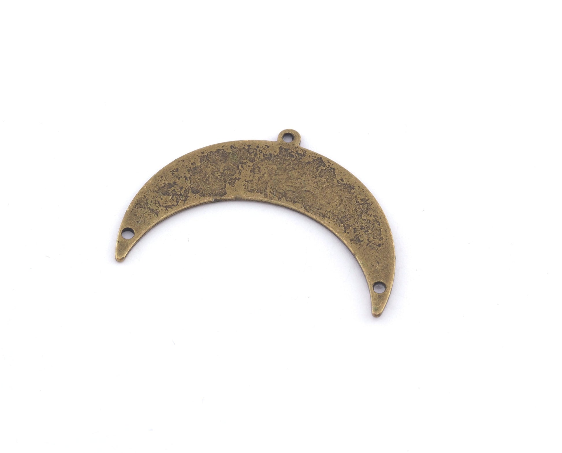 Crescent Moon Pendant, Connector, Charms 3 hole Antique Bronze Plated 35.5mm 0.8 mm Findings 4150 AB