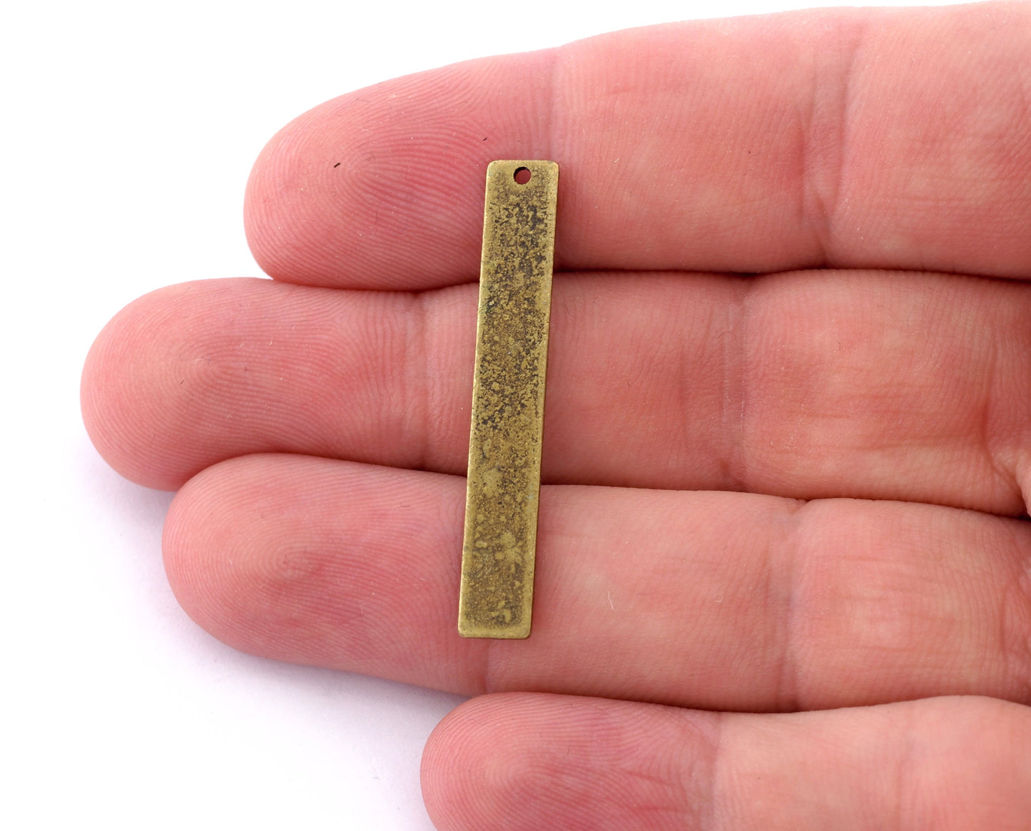 Rectangle Tag Charms, 6x40mm Antique Bronze Plated Brass (0.8mm thickness) 1 holes charms findings R455-155