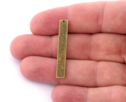 Rectangle Tag Charms, 6x40mm Antique Bronze Plated Brass (0.8mm thickness) 1 holes charms findings R455-155