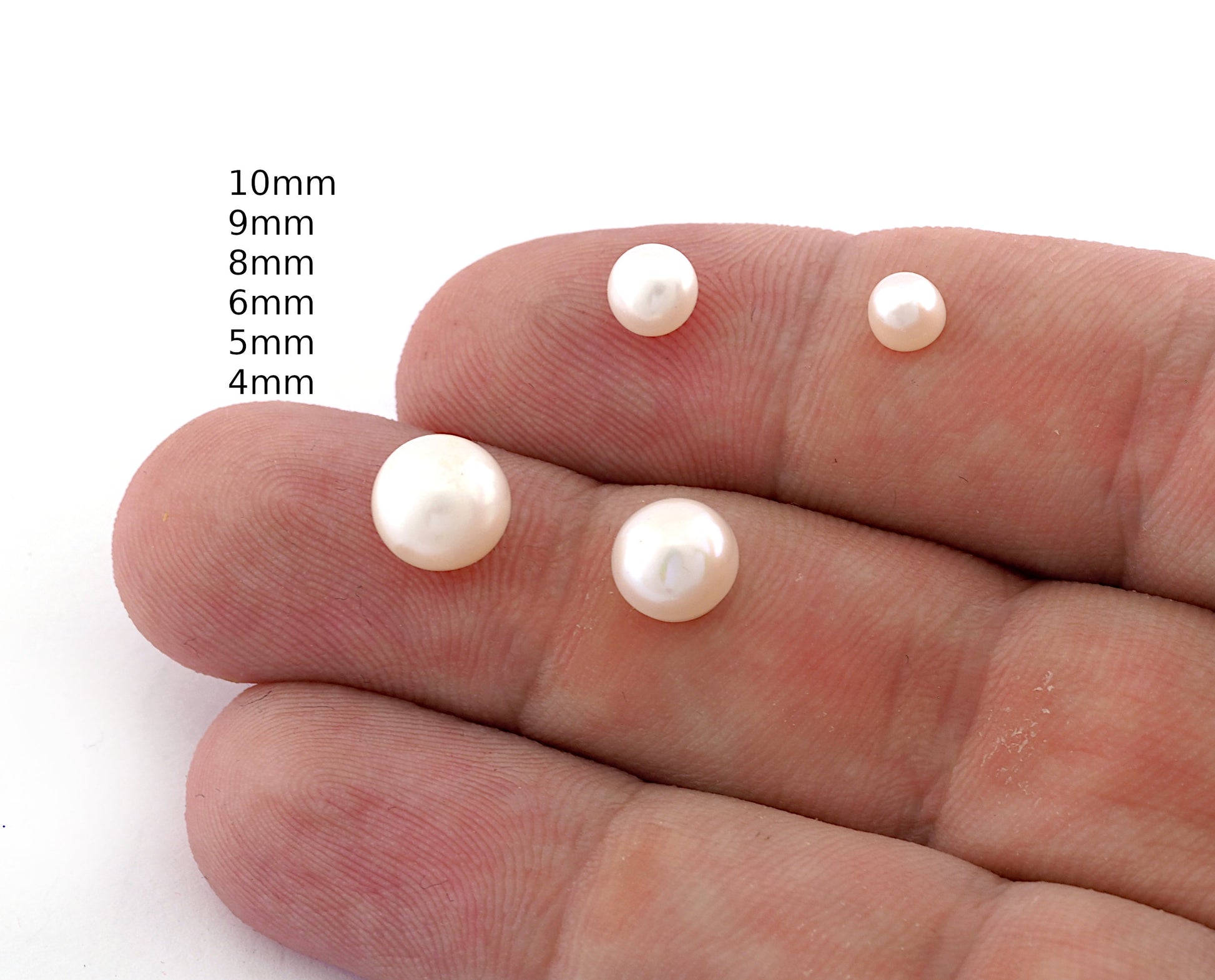 Round Pearls Flat Back Haf Drilled, 4mm 5mm 6mm 8mm 9mm 10mm Cabochon Pearl Cab177