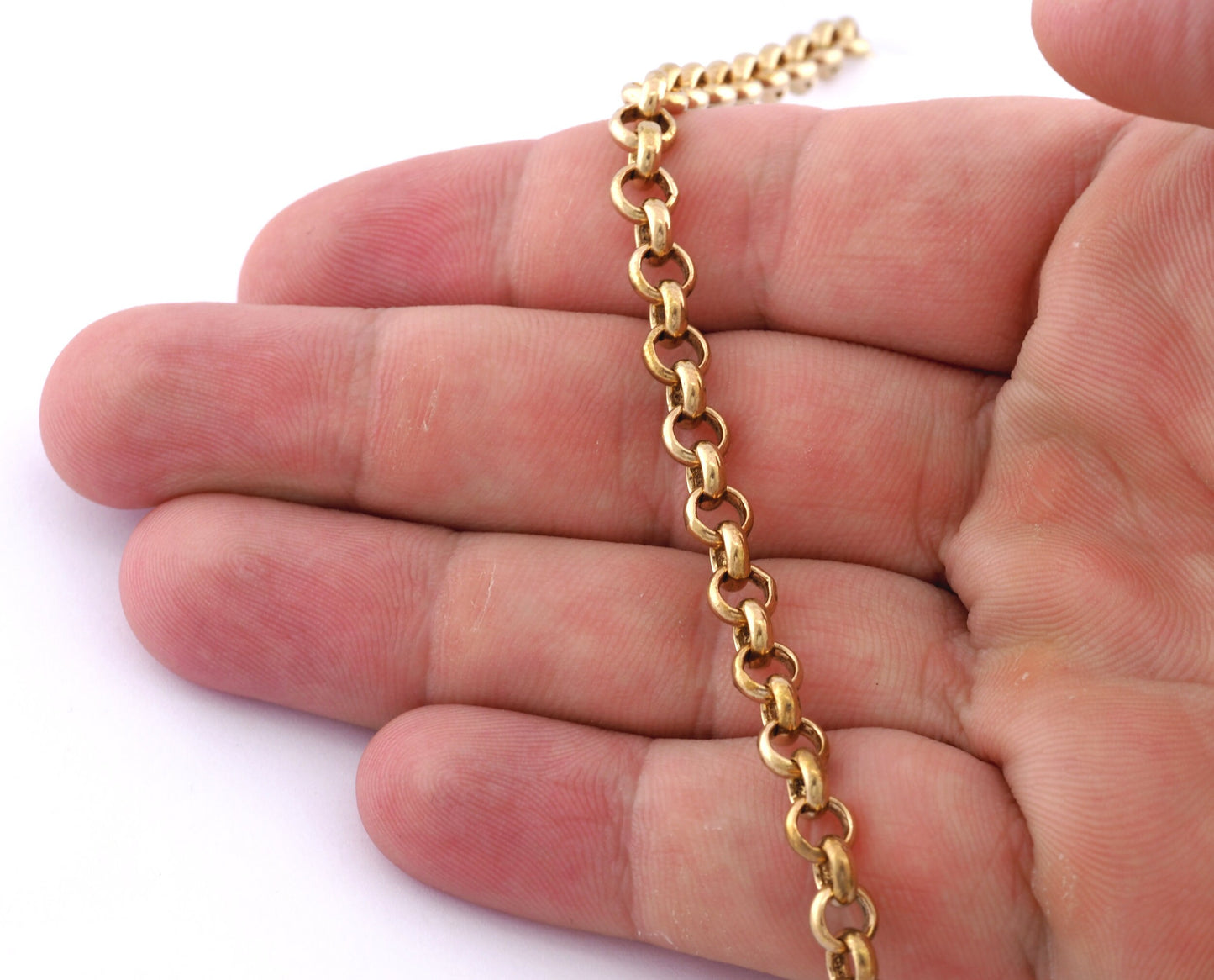 Rolo Round chain, Jewelry making chain, Vintage Color Chain Brass Width: 6mm Z189