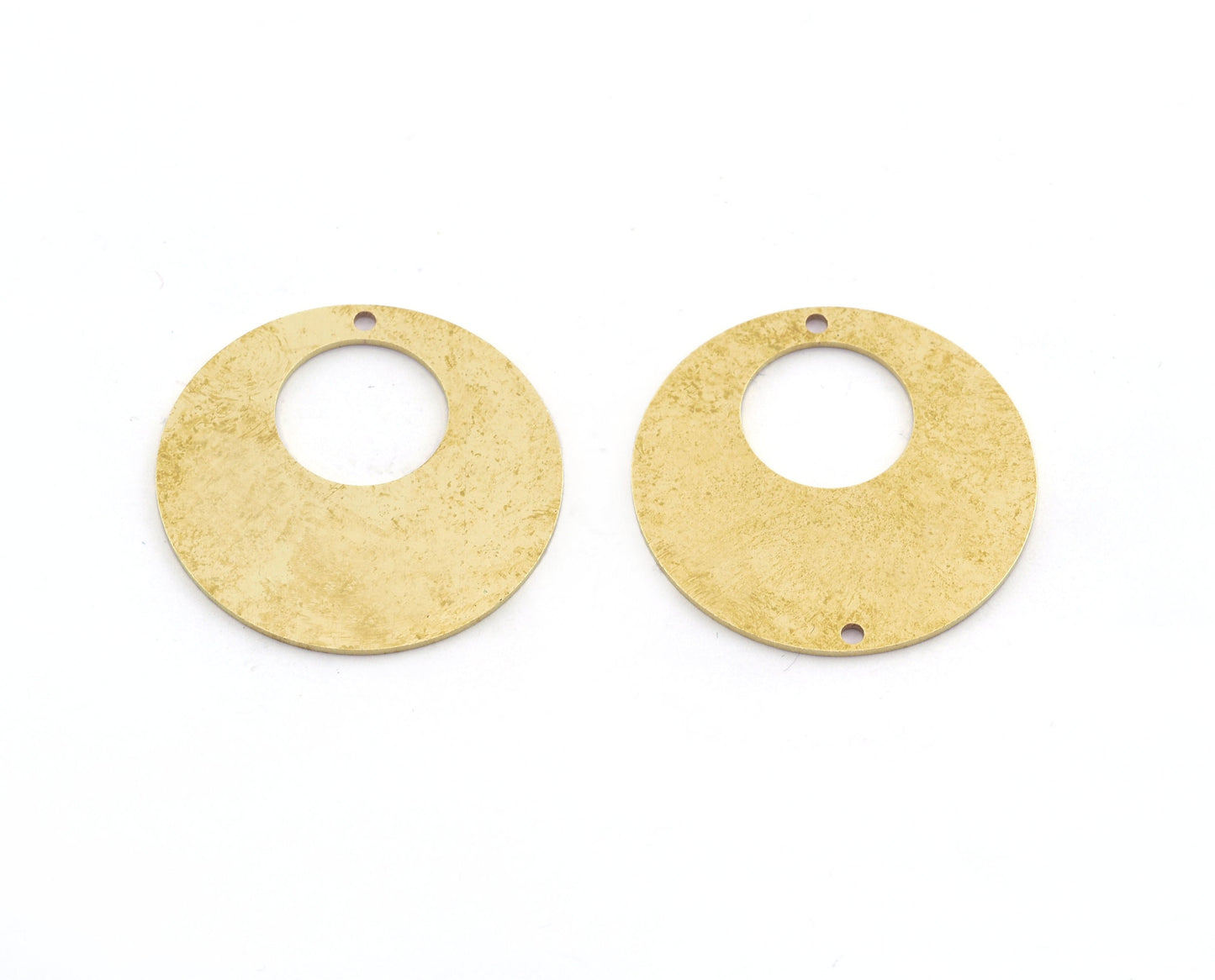 Circle Charms, Connector, Middle Hole Charms, Earring Charms, Raw brass 32mm thickness 0.8mm 5545