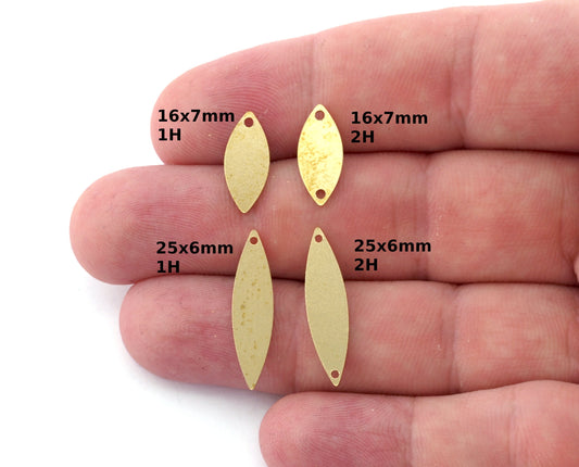 Marquise Charms, Connector, Blank Stamp Charms, Earring Charms, Raw brass 16x7mm 25x6mm thickness 0.8mm 5548