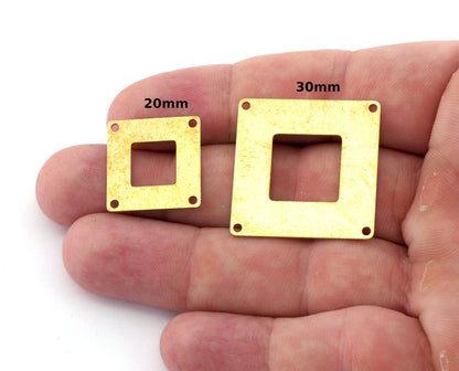 Square Charms, Connector, Middle Hole, Blank Stamp Charms, Earring Charms, Raw brass 20mm 30mm thickness 0.8mm 5550