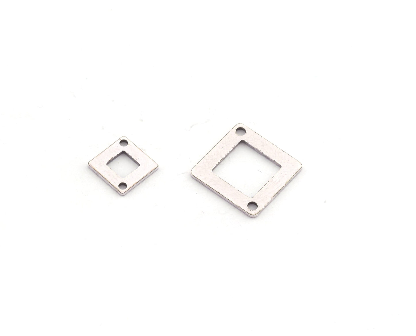 Square Charms, Connector, Middle Hole, Blank Stamp Charms, Earring Charms, Antique Silver Plated brass 12mm 20mm thickness 0.8mm 5549 AS