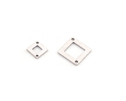 Square Charms, Connector, Middle Hole, Blank Stamp Charms, Earring Charms, Antique Silver Plated brass 12mm 20mm thickness 0.8mm 5549 AS