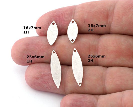 Marquise Charms, Connector, Blank Stamp Charms, Earring Charms, Antique Silver Plated brass 16x7mm 25x6mm thickness 0.8mm 5548 as