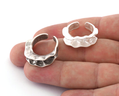 Peas pod ring,Resin Bezel Blank Adjustable Ring Raw Brass, Antique or Shiny silver and Shiny gold plated brass (7-8US inner size) OZ4240