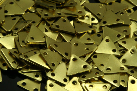 Raw Brass 7x8mm Triangle tag Charms with 2 hole ,Findings 619RD-44 tmlp