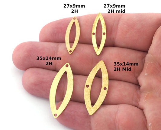 Marquise Shape Charms, Connector, Earring Charms, Raw brass 27x9mm 35x14mm thickness 0.8mm 5543 R