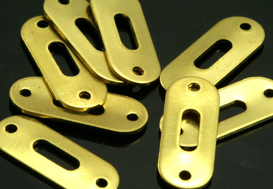 Rectangle tag 2 hole connector 7x18mm raw brass , thickness 24 gauge 0,5mm charms ,findings 928R-38