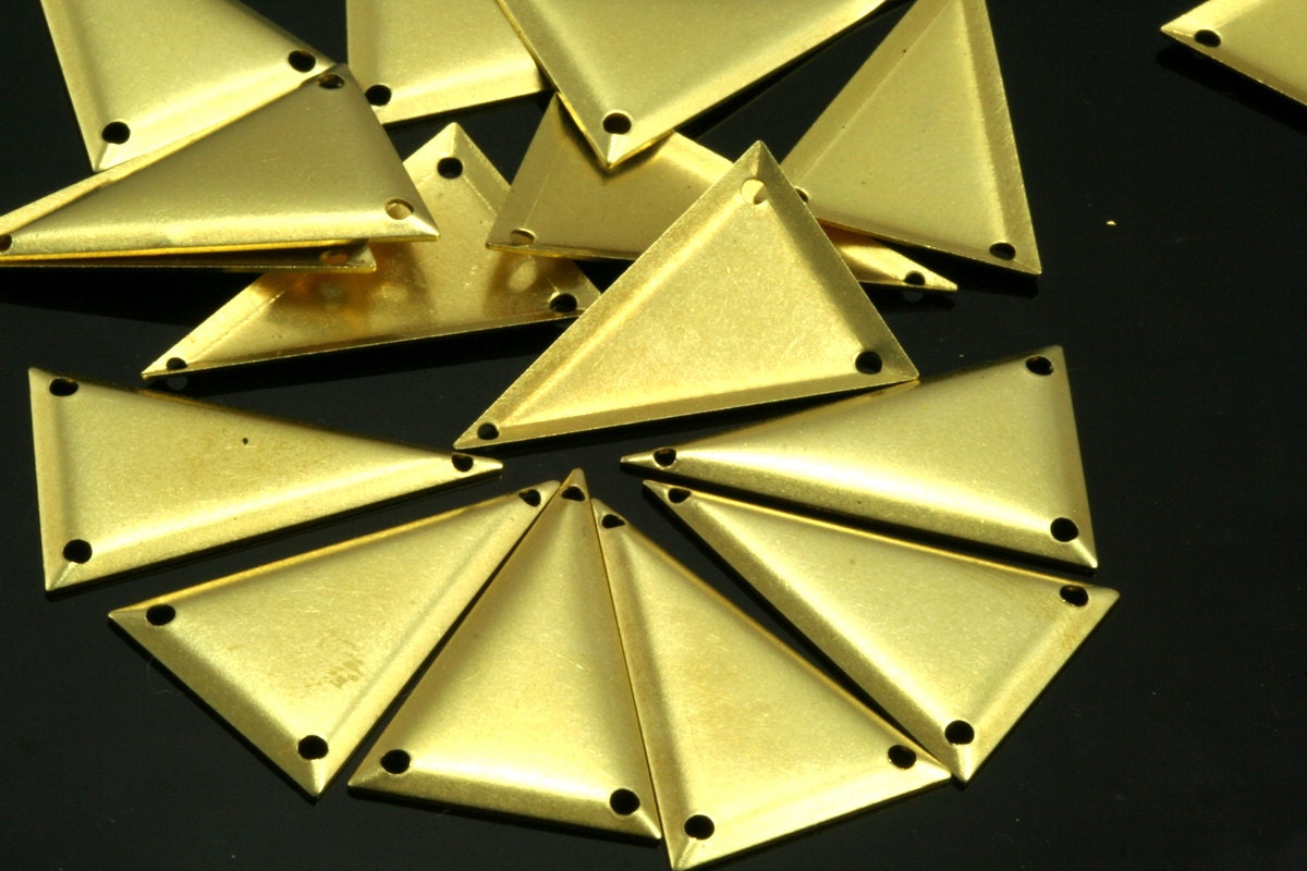 60 pcs 17x25mm raw brass triangle tag 3 hole raw brass connector charms ,raw brass findings 935R-46