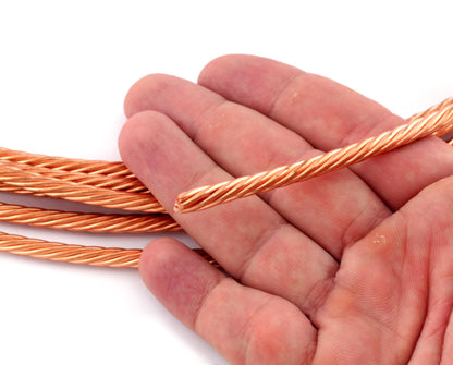 Twisted Swirl Thick Round Raw Copper Wire Strip sheet, Home Decoration, Jewelry Findings 5mm RF7-15