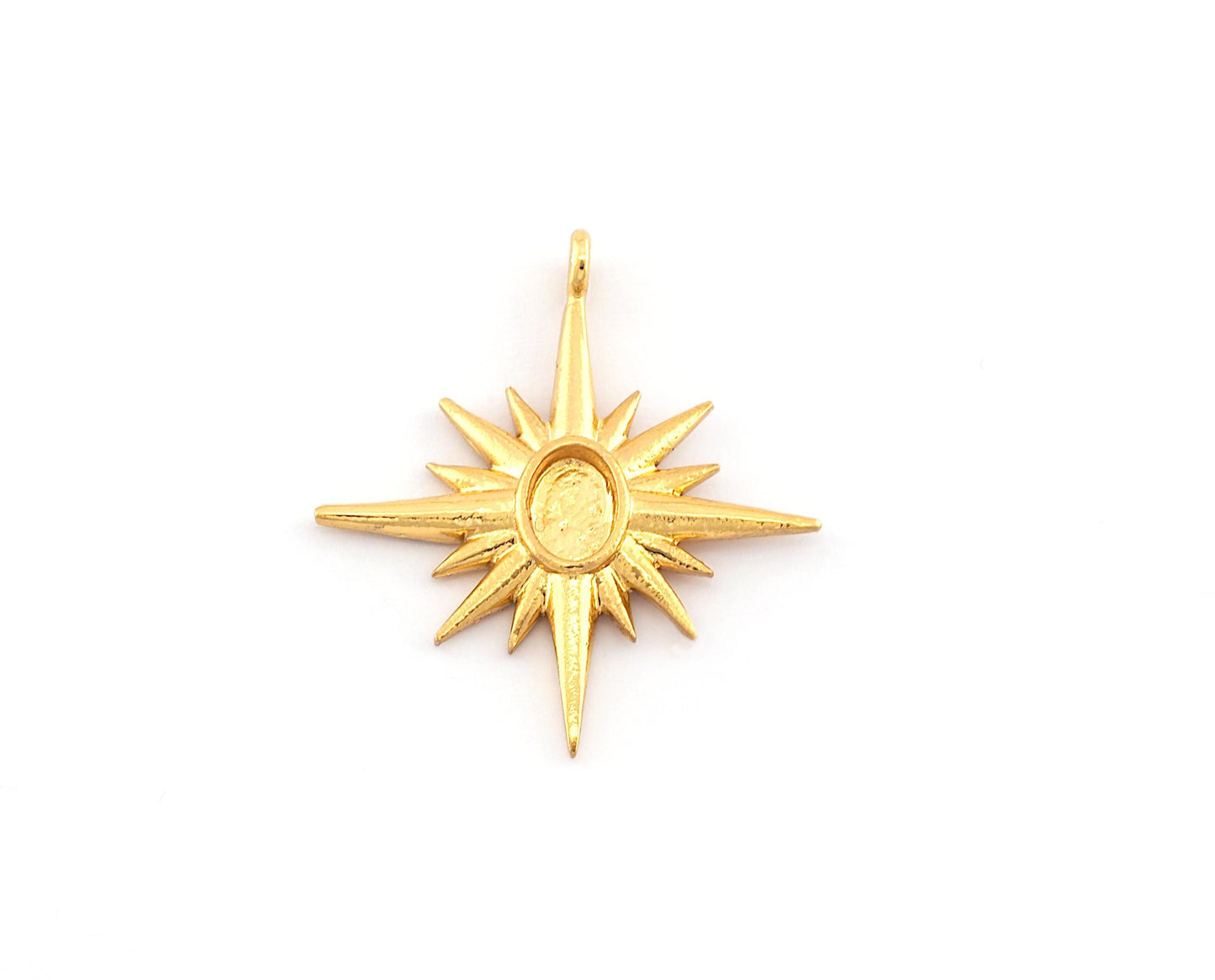 Star Pendant Blank Shiny Gold Plated Brass setting 32x29mm (6x4mm blank size) findings OZ2540-G