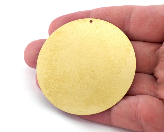 Circle Big (60mm) raw brass circle tag 1 hole raw brass Engraving Blank 1923