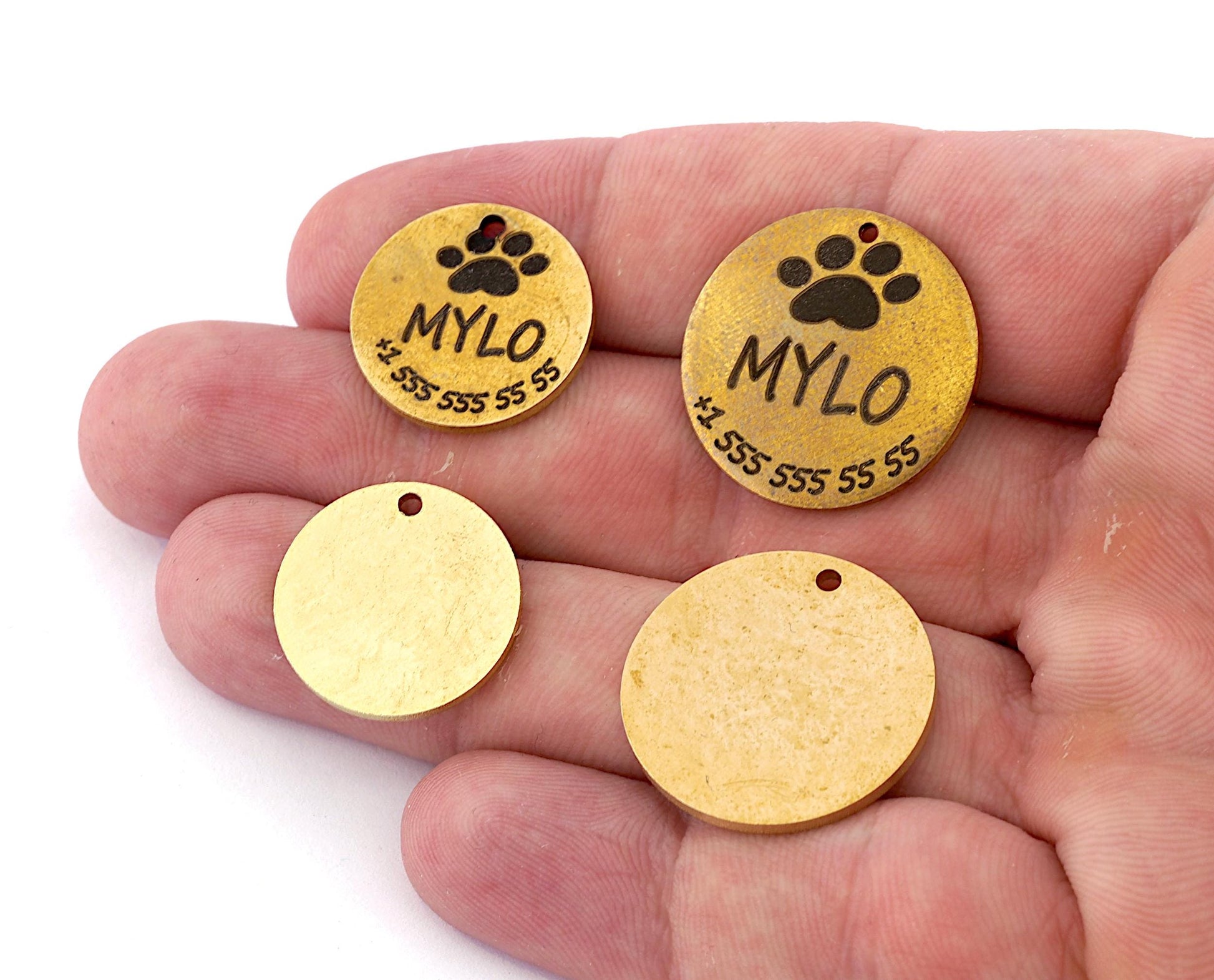 Dog Name Tag, Disc Charms, Round Blank Stamp Charms, Empty Discs, Raw brass 20 or 25mm Engraved or Blank 1924