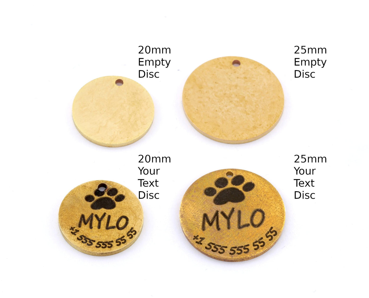 Dog Name Tag, Disc Charms, Round Blank Stamp Charms, Empty Discs, Raw brass 20 or 25mm Engraved or Blank 1924