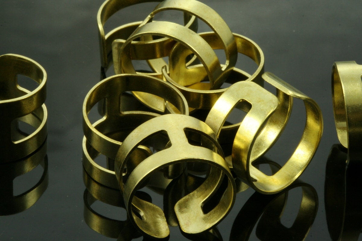 20x13mm (hole 19mmUS 9 ) raw brass adjustable knuckles ring, industrial brass charms, findings spacer bead Ri19i-1120