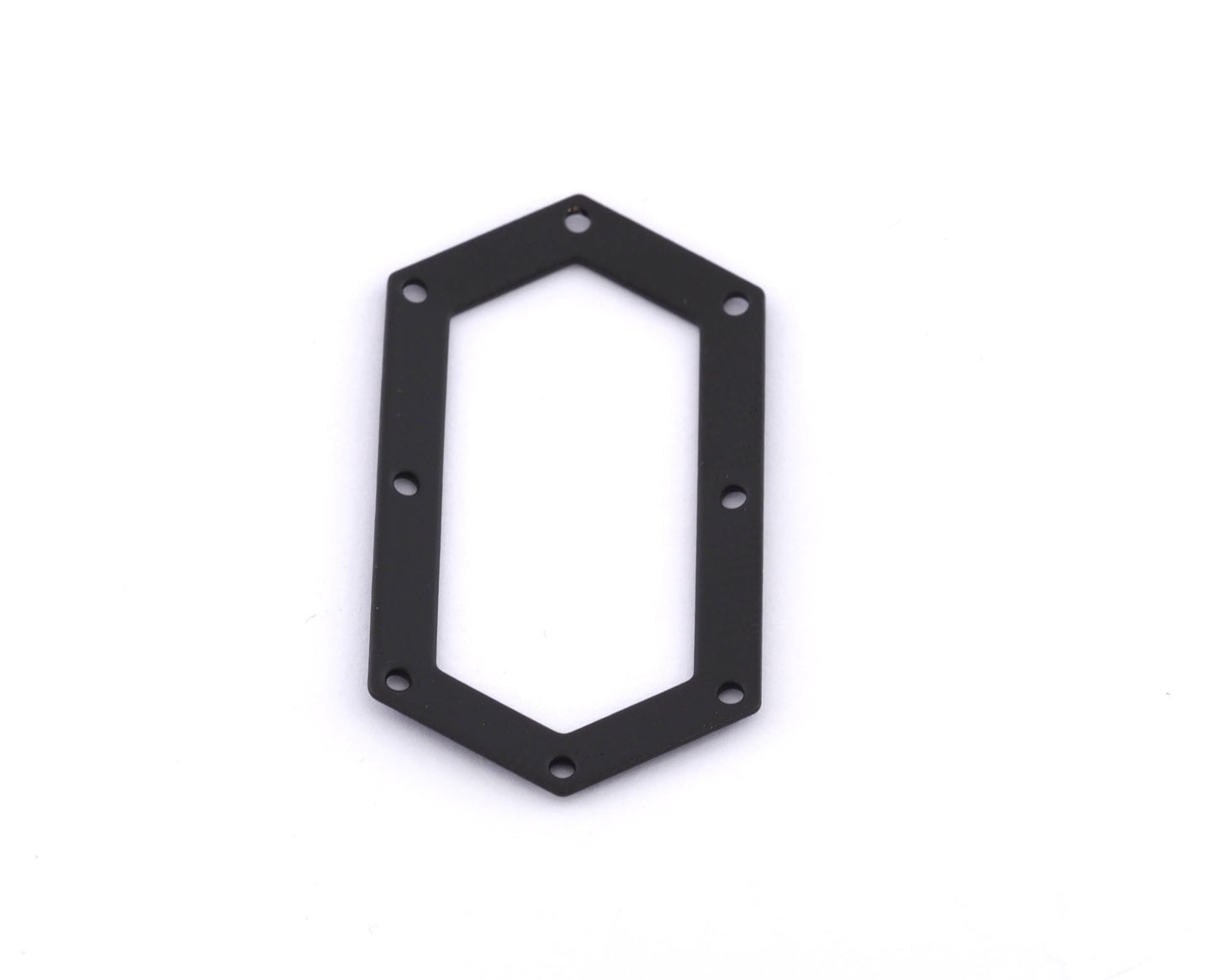 Elongated Hexagon Charms, Connector Black Painted Brass 45x24mm 0.8 Thickness stamping blank 8 hole tag pendant 2063-275