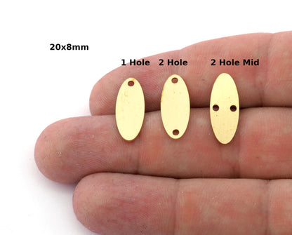 Oval Shape Charms, Connector, Earring Charms, Raw brass 20x8 mm thickness 0.8mm 4991 R