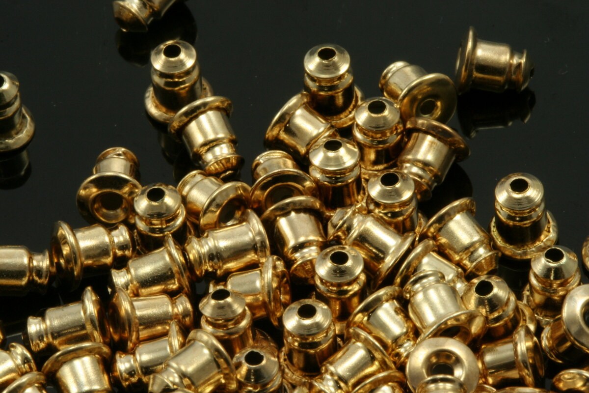 50 pcs 5,5x5mm gold plated brass earring back stopper, gold plated earnuts 1804