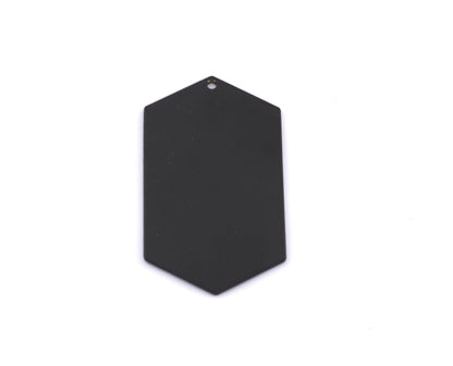 Elongated hexagon charms, Black painted brass shape 45x24mm 0.8 Thickness stamping blank 1 hole tag pendant 2062-625