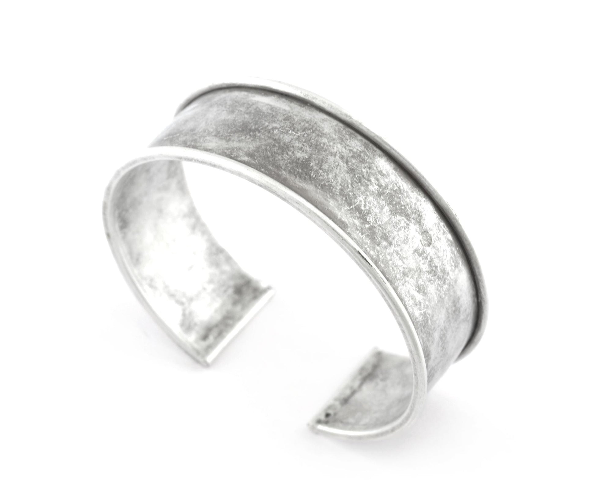 Bangle Bracelet Blank, Antique Silver Plated Brass, Cuff Adjustable 20mm supplies findings Raf2-2 - BRC