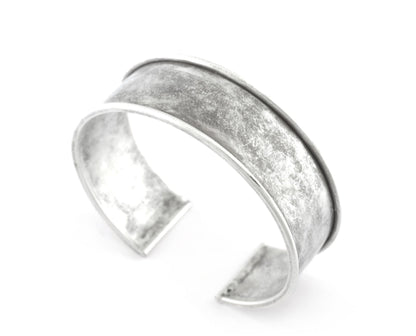 Bangle Bracelet Blank, Antique Silver Plated Brass, Cuff Adjustable 20mm supplies findings Raf2-2 - BRC