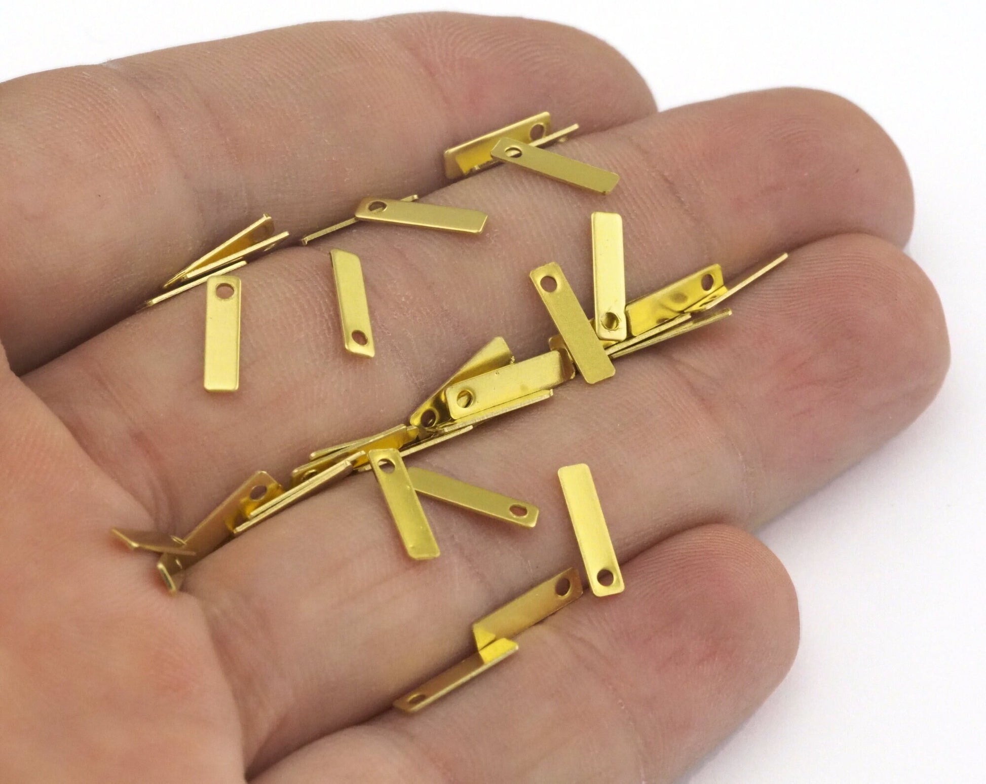 Small Rectangle Charm Raw Brass 10x2.5mm (0.5mm thickness) 1 hole Tag findings 2467-10