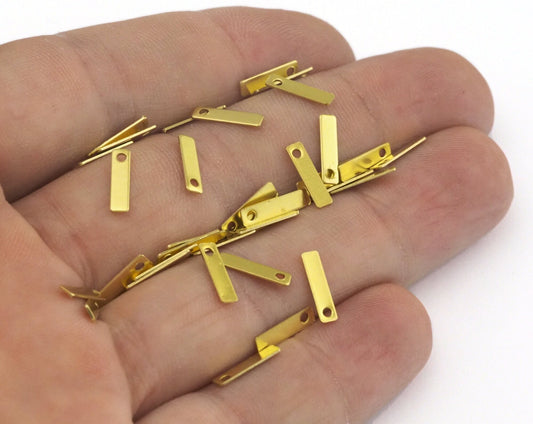 Small Rectangle Charm Raw Brass 10x2.5mm (0.5mm thickness) 1 hole Tag findings 2467-10