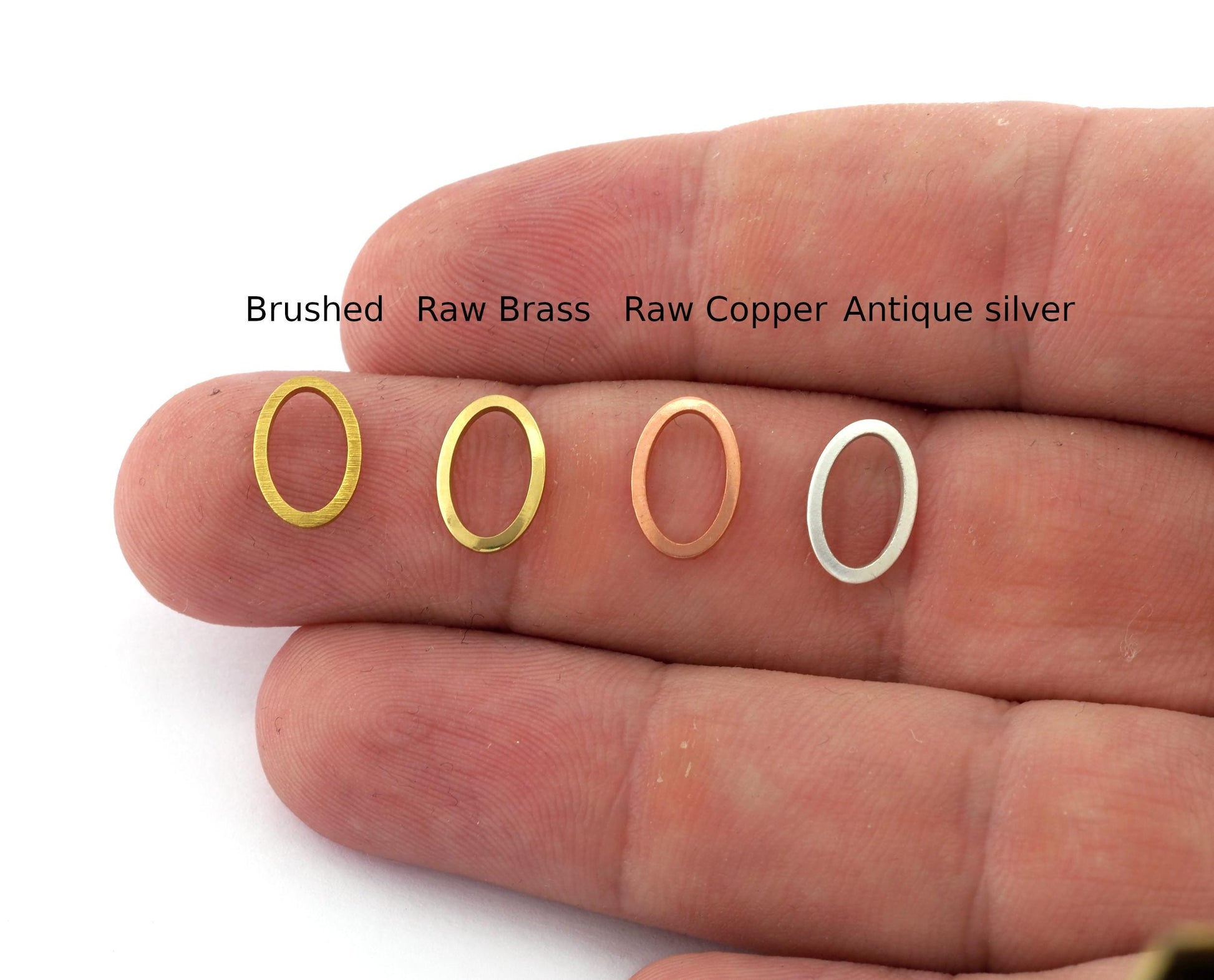 Oval connector findings raw brass - Copper - Brushed 11.5x7.5mm charms findings 4892-20