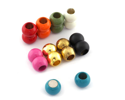 Colorful Ball Magnetic Clasp Leather Cord End (6.2mm 0.25" Holes) Painted brass 18x12mm 0,68"x0.47" leather cord Bracelet Clasp MCL6 1168